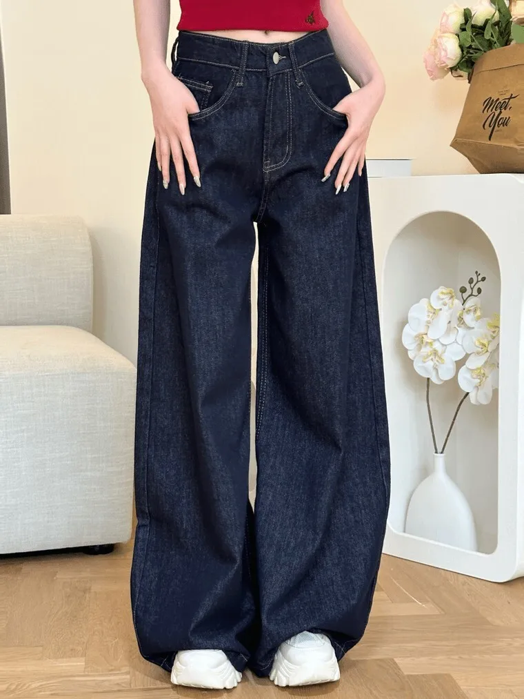 Deep Blue American Loose Wide Leg Denim Jeans Women's Early Spring New Sle Dra Lazy Casual Floor-Length Straight Pants
Deep Blue American Loose Wide Leg Denim Jeans Women's Early Spring New Sle Dra Lazy Casual Floor-Length Straight Pants