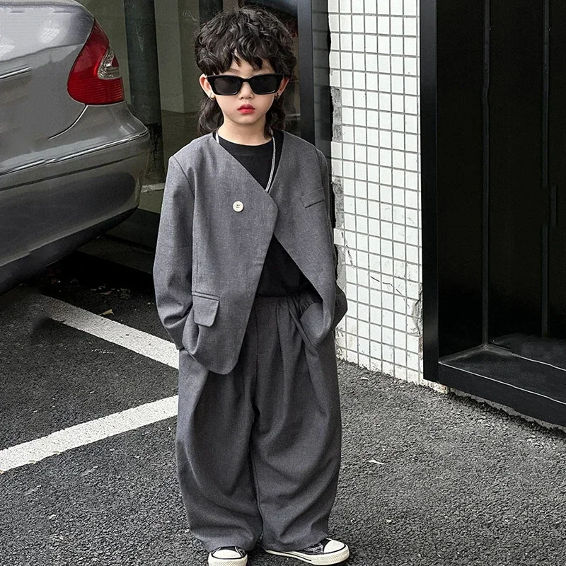 Two-piece School Children Clothing Set 2 To 13 Y Kids Piano Performance Costume Boys Suit Casual Loose Grey Blazer Jacket Pants
Two-piece School Children Clothing Set 2 To 13 Y Kids Piano Performance Costume Boys Suit Casual Loose Grey Blazer Jacket Pants