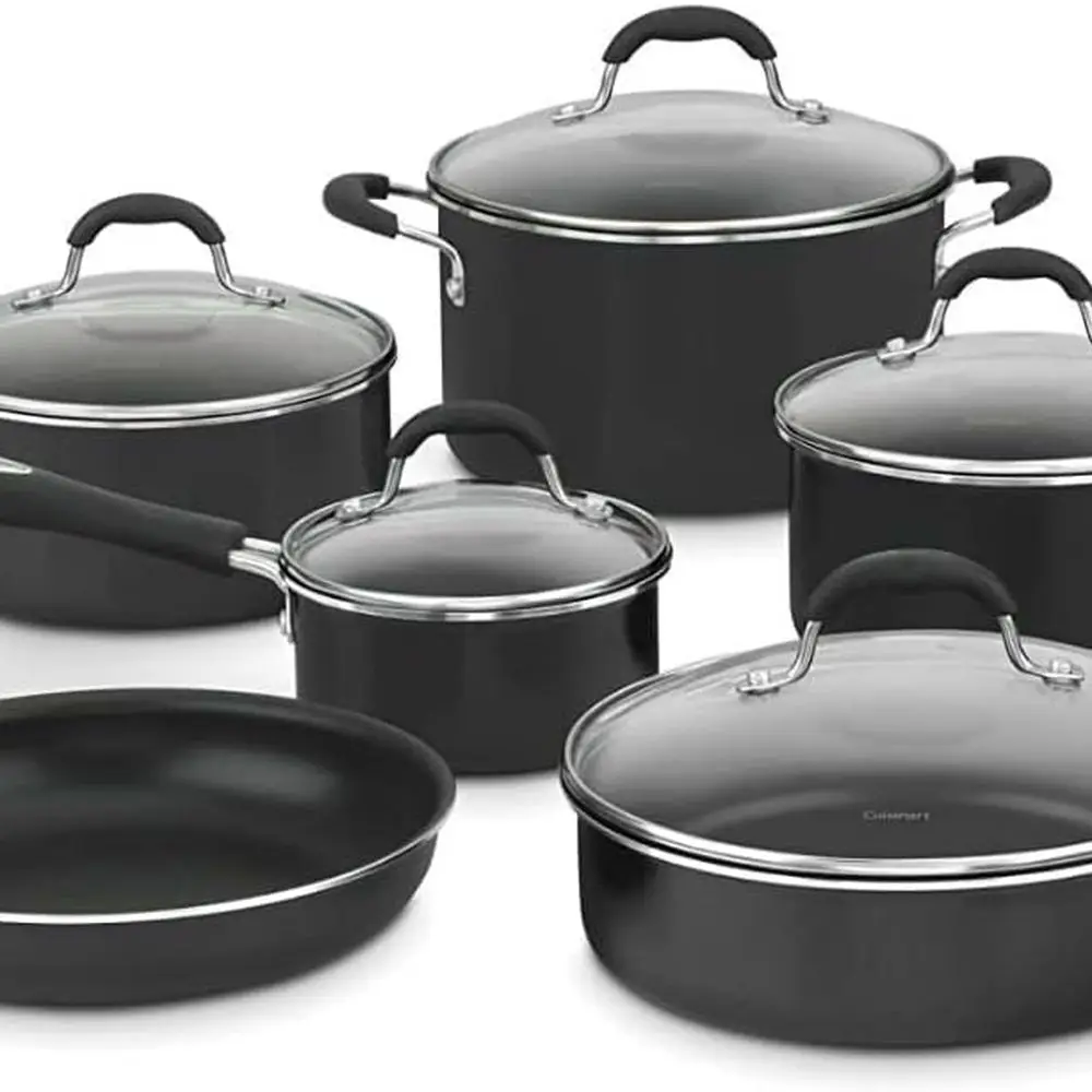 11-Piece Nonstick Cookware Set with Aluminum Core for Efficient Heat Distribution and Easy Grip, Dishwasher Safe - 55-11BK
11-Piece Nonstick Cookware Set with Aluminum Core for Efficient Heat Distribution and Easy Grip, Dishwasher Safe - 55-11BK