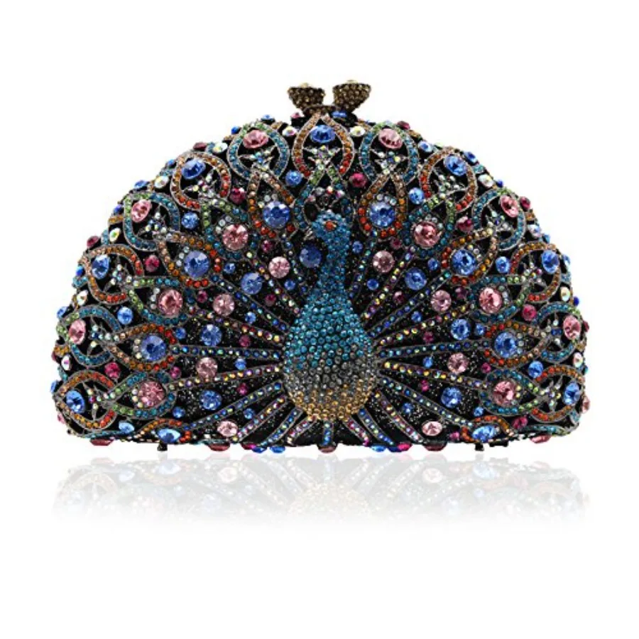 Evening clutch bag for weddings and parties, peacock blue rhinestone-embellished crystal luxury purse, sparkling metallic finis
Evening clutch bag for weddings and parties, peacock blue rhinestone-embellished crystal luxury purse, sparkling metallic finis