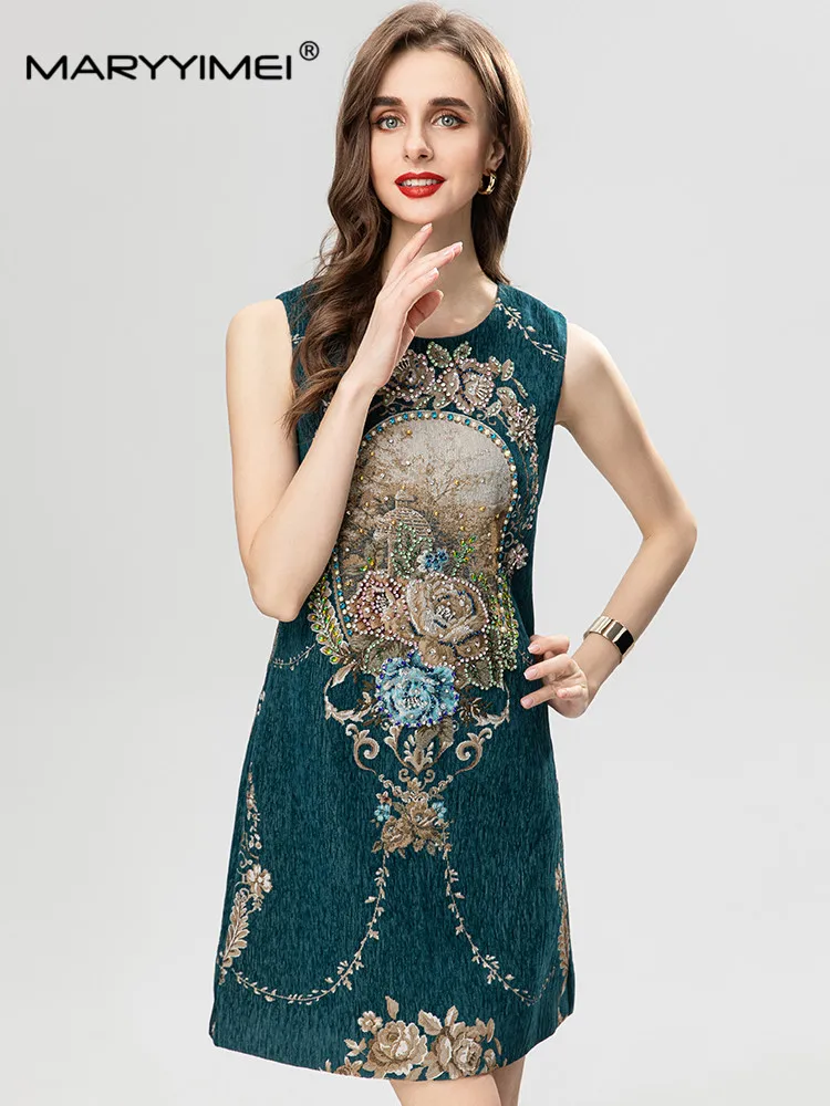 MARYYIMEI New Fashion Designer Dress Women's Round Collar Sleeveless Beading Embroidery Print Jacquard Tank Dress
MARYYIMEI New Fashion Designer Dress Women's Round Collar Sleeveless Beading Embroidery Print Jacquard Tank Dress