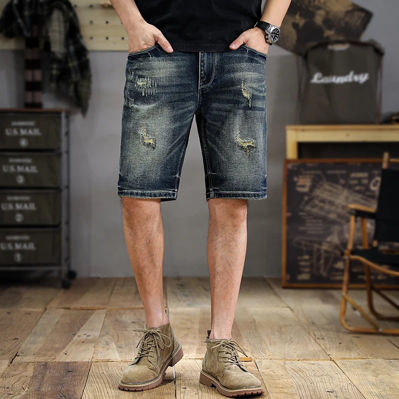 JXN1030 American tide retro washed old scraped denim shorts men's summer new Slim broken holes
JXN1030 American tide retro washed old scraped denim shorts men's summer new Slim broken holes