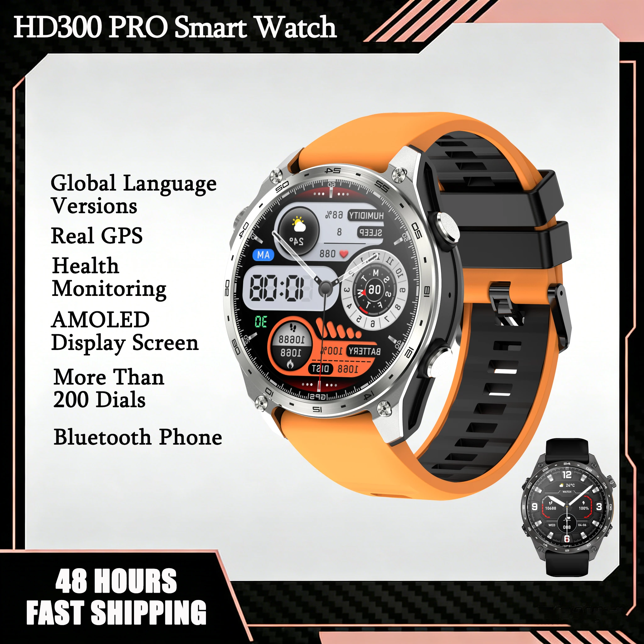 Умные часы GPS HD300Pro для активного отдыха, спортивные часы с офлайн-картами, Bluetooth-звонками, водонепроницаемые, для здоровья, путешествий и дайвинга
Умные часы GPS HD300Pro для активного отдыха, спортивные часы с офлайн-картами, Bluetooth-звонками, водонепроницаемые, для здоровья, путешествий и дайвинга
