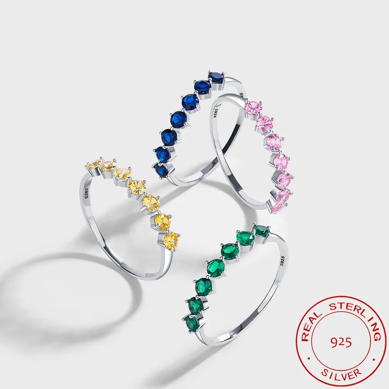 CCFJOYAS 100% 925 Sterling Silver Single Row of Mini Zircon Ring for Women Green/Dark Blue/Pink/Yellow Zircon Stacking Ring
CCFJOYAS 100% 925 Sterling Silver Single Row of Mini Zircon Ring for Women Green/Dark Blue/Pink/Yellow Zircon Stacking Ring