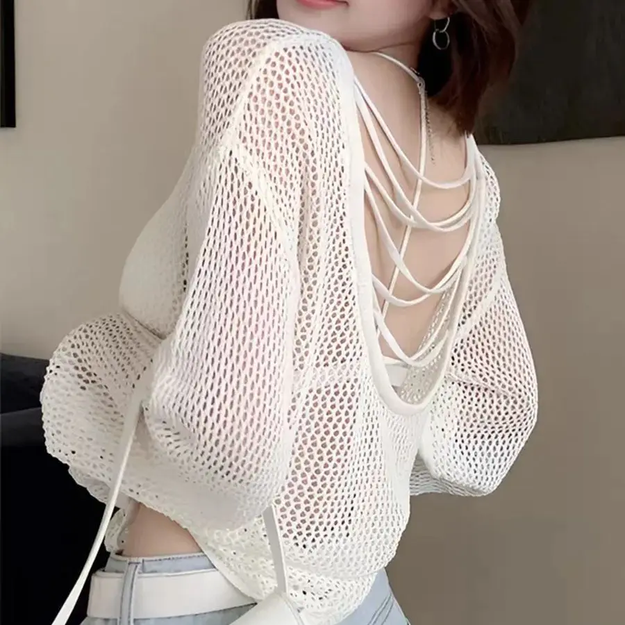 Hollow out thin knitted sweater top 2025 women's summer new fashion long sleeved spicy girl sun protection cover pullover
Hollow out thin knitted sweater top 2025 women's summer new fashion long sleeved spicy girl sun protection cover pullover