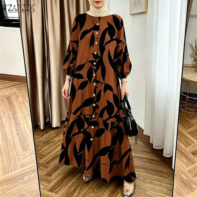 Women Bohemain Printed Muslim Abaya Dress Maxi Dresses ZANZEA Fashion Long Lantern Sleeve Kaftan Buttons Up Vestidos Robe Femme
Women Bohemain Printed Muslim Abaya Dress Maxi Dresses ZANZEA Fashion Long Lantern Sleeve Kaftan Buttons Up Vestidos Robe Femme