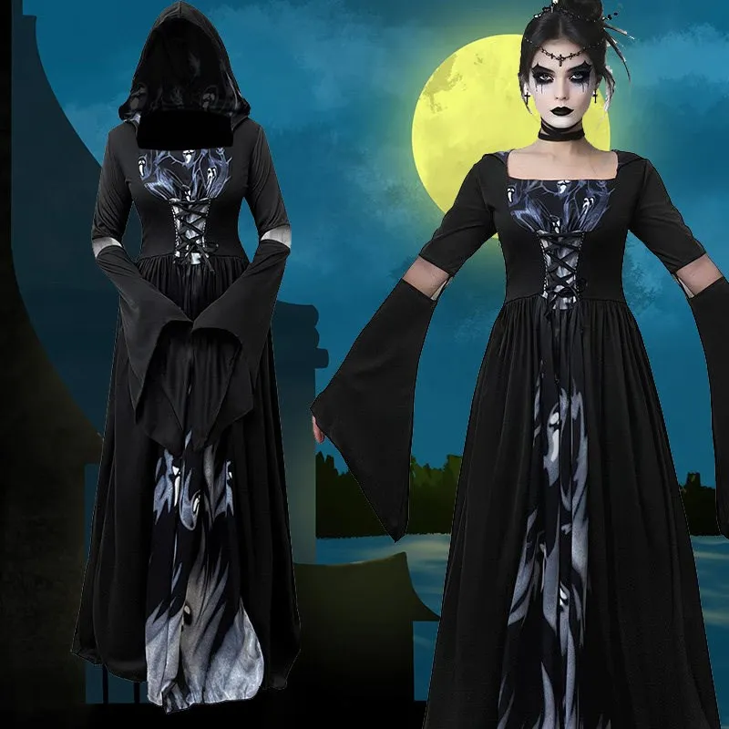 Halloween Witch Costume plus Size Long Dress Style Women's Robe Gown Ethnic Stage Clothing Polyester Material
Halloween Witch Costume plus Size Long Dress Style Women's Robe Gown Ethnic Stage Clothing Polyester Material