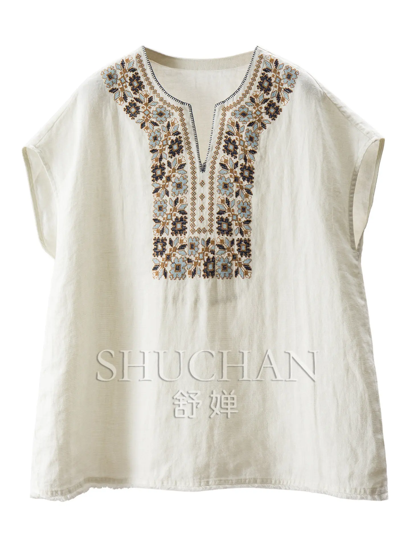 Old Money Blouse Vacation Style Method Positioning Embroidery Silver Silk Linen V-neck Bag Rotator Sleeve Shirt Women's 36W3
Old Money Blouse Vacation Style Method Positioning Embroidery Silver Silk Linen V-neck Bag Rotator Sleeve Shirt Women's 36W3