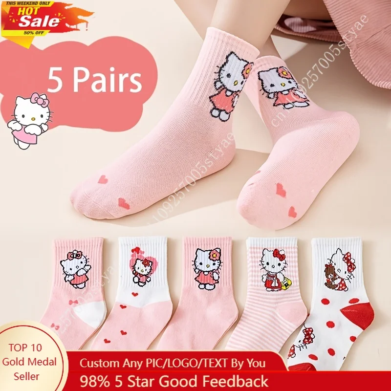 Hello Kitty Bow Sanrio 5 Pairs of Girls' Socks Summer New Style Children's Sock
Hello Kitty Bow Sanrio 5 Pairs of Girls' Socks Summer New Style Children's Sock