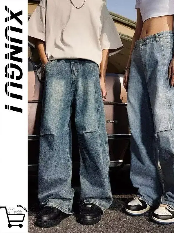 Ретро-джинсы в американском уличном стиле, прямые, свободные, повседневные, широкие, в стиле хип-хоп, длинные брюки для мужчин и женщин
Ретро-джинсы в американском уличном стиле, прямые, свободные, повседневные, широкие, в стиле хип-хоп, длинные брюки для мужчин и женщин
