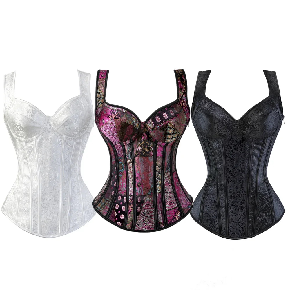 Women Black Corset with Straps Overbust Corset Sexy Jacquard Zip Top Gothic Vest Bustiers Steampunk Burlesque Lingerie Plus Size
Women Black Corset with Straps Overbust Corset Sexy Jacquard Zip Top Gothic Vest Bustiers Steampunk Burlesque Lingerie Plus Size