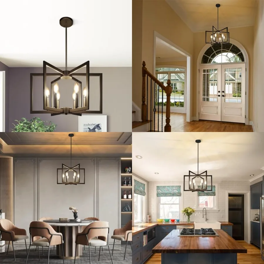 Modern Farmhouse Chandeliers for Entryway, Geometric Pendant Lights Kitchen Island, Hanging Industrial Metal Chandelier for Sta
Modern Farmhouse Chandeliers for Entryway, Geometric Pendant Lights Kitchen Island, Hanging Industrial Metal Chandelier for Sta