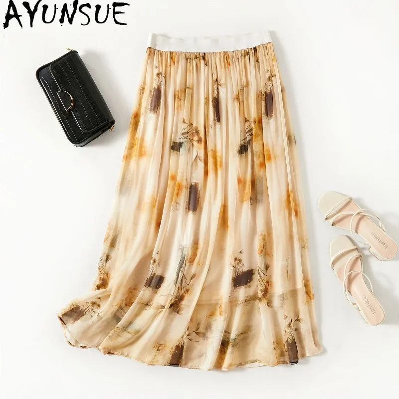 AYUNSUE 100% Silk Skirts for Women Flowing A-line Long Skirt High Waist Women's Skirts Spring Summer Clothes for Woman Юбка
AYUNSUE 100% Silk Skirts for Women Flowing A-line Long Skirt High Waist Women's Skirts Spring Summer Clothes for Woman Юбка