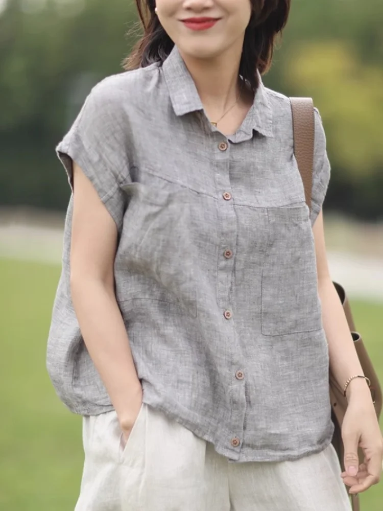 Women's Linen ort Sve irt Summer Casual Loose Fit Slimming Top Pure Color Cotton Linen Casual Ne Button up
Women's Linen ort Sve irt Summer Casual Loose Fit Slimming Top Pure Color Cotton Linen Casual Ne Button up