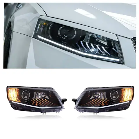 2015-2018 year Auto Lamp for Skoda Octavia headlight assembly modified with High - end LED daytime running lens head lights