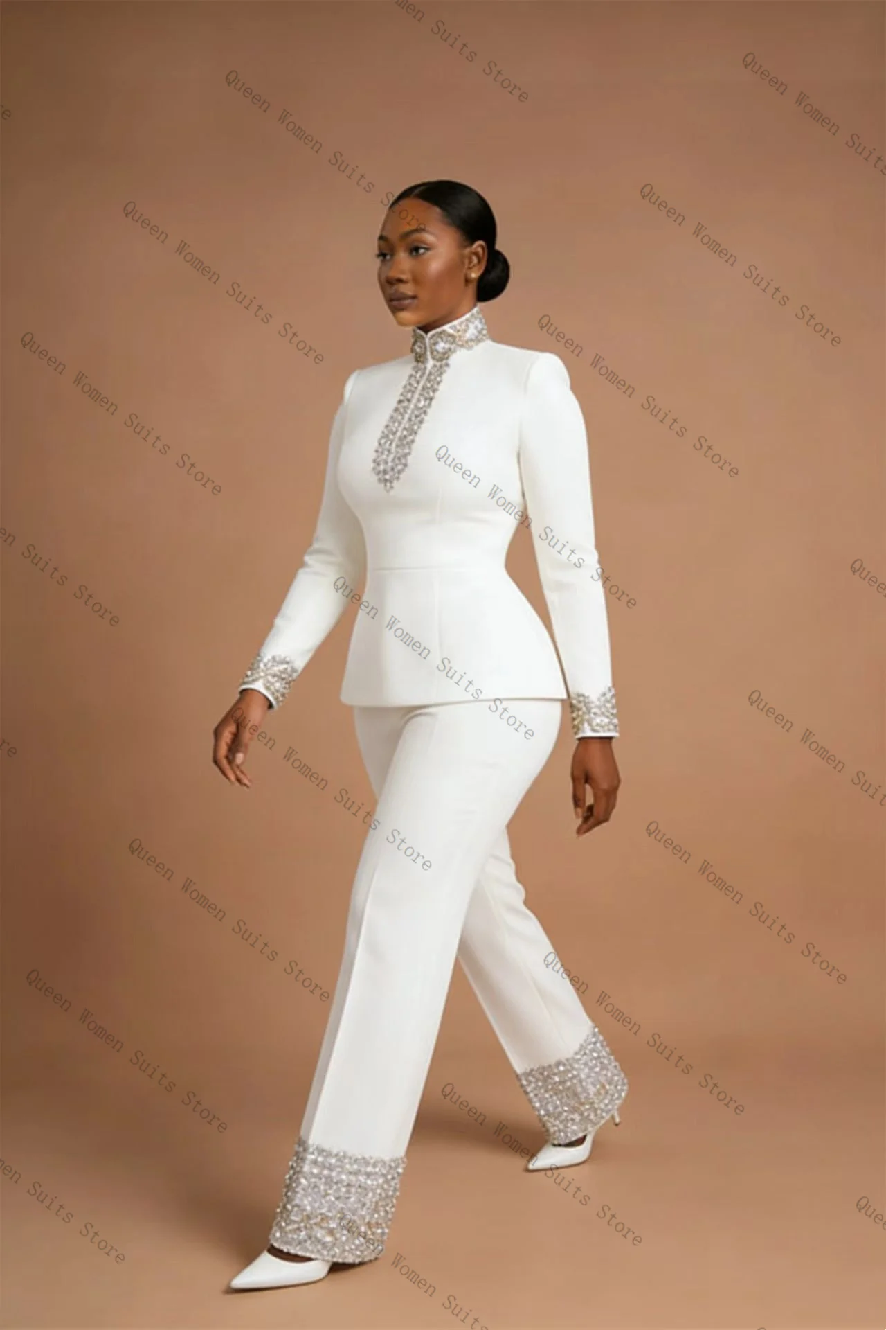 White Crystals Women Suit Pants Set 2 Pcs Blazer+Trousers Cotton Prom Formal Office Lady Jacket Wedding Coat Customized
White Crystals Women Suit Pants Set 2 Pcs Blazer+Trousers Cotton Prom Formal Office Lady Jacket Wedding Coat Customized