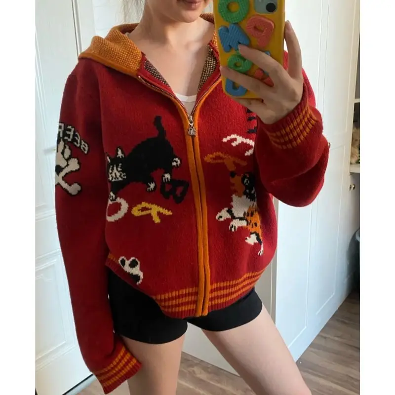 Women's Artoon Pattern Knitted Hoodie Autumn Style Christmas Atmosphere Young Girls' Top Female Long Sleeved Thin Jacket
Women's Artoon Pattern Knitted Hoodie Autumn Style Christmas Atmosphere Young Girls' Top Female Long Sleeved Thin Jacket
