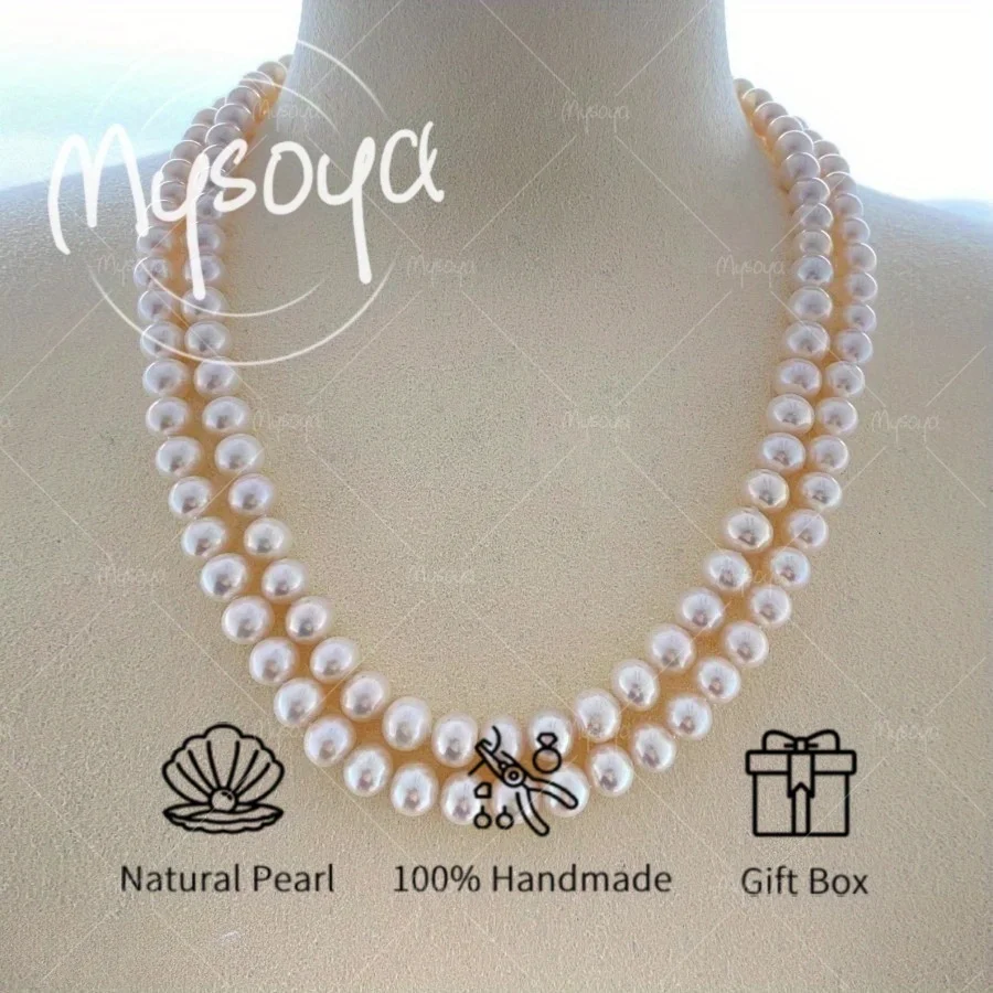MYSOYA White Freshwater Pearl Necklace Double Layer Pearl Necklace 7-8mm Pearl Gift Box for Him/ Her for Birthday/ Wedding
MYSOYA White Freshwater Pearl Necklace Double Layer Pearl Necklace 7-8mm Pearl Gift Box for Him/ Her for Birthday/ Wedding