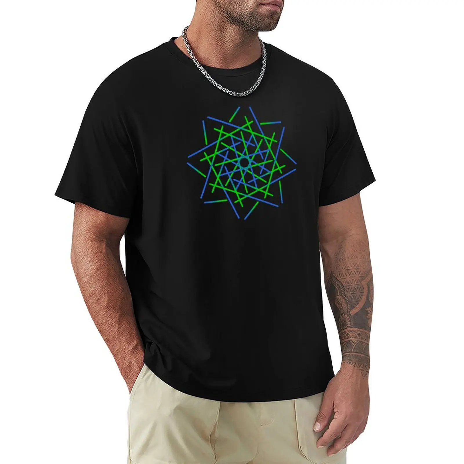 Green and blue eight-pointed star T-Shirt Relaxed Fit Casual Short Sleeve Top
Green and blue eight-pointed star T-Shirt Relaxed Fit Casual Short Sleeve Top