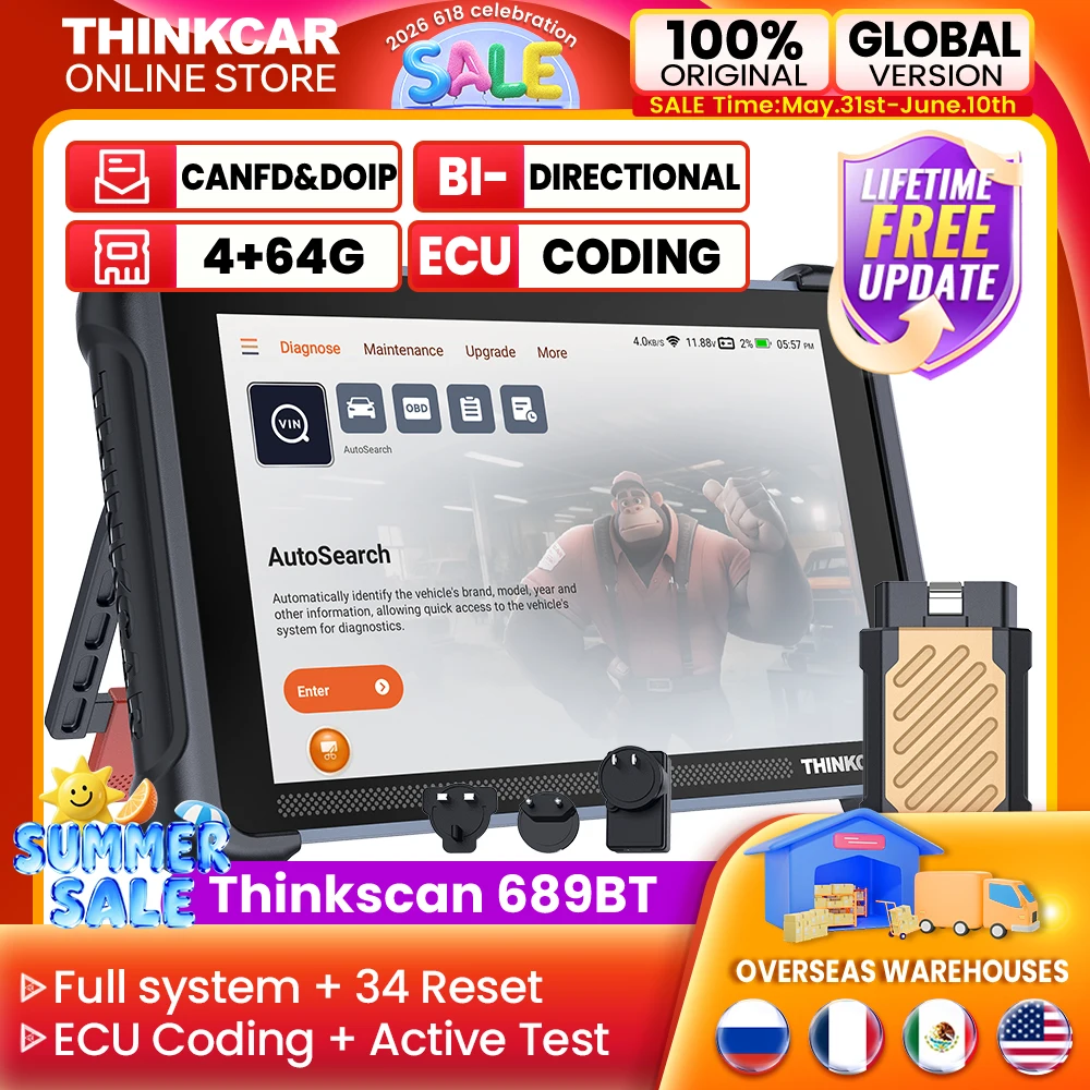 THINKCAR THINKSCAN 689BT OBD2 diagnostic scanner tools full system 34 reset ECU Coding BI-Directional lifetime free CANFD&DoiP
THINKCAR THINKSCAN 689BT OBD2 diagnostic scanner tools full system 34 reset ECU Coding BI-Directional lifetime free CANFD&DoiP