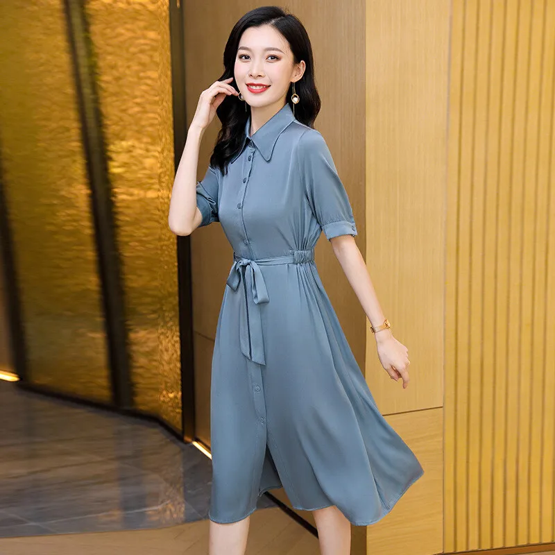 Women's Silk Dress Mid-length Lace Up Woman's Gown 100 Mulberry Silk Shirt Skirt
Women's Silk Dress Mid-length Lace Up Woman's Gown 100 Mulberry Silk Shirt Skirt