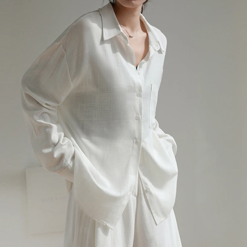 New Summer Loose Long Sleeve Women's Linen Shirt Versatile Simple Tops Korean Fashion Outer Wear Ladies Blouse
New Summer Loose Long Sleeve Women's Linen Shirt Versatile Simple Tops Korean Fashion Outer Wear Ladies Blouse