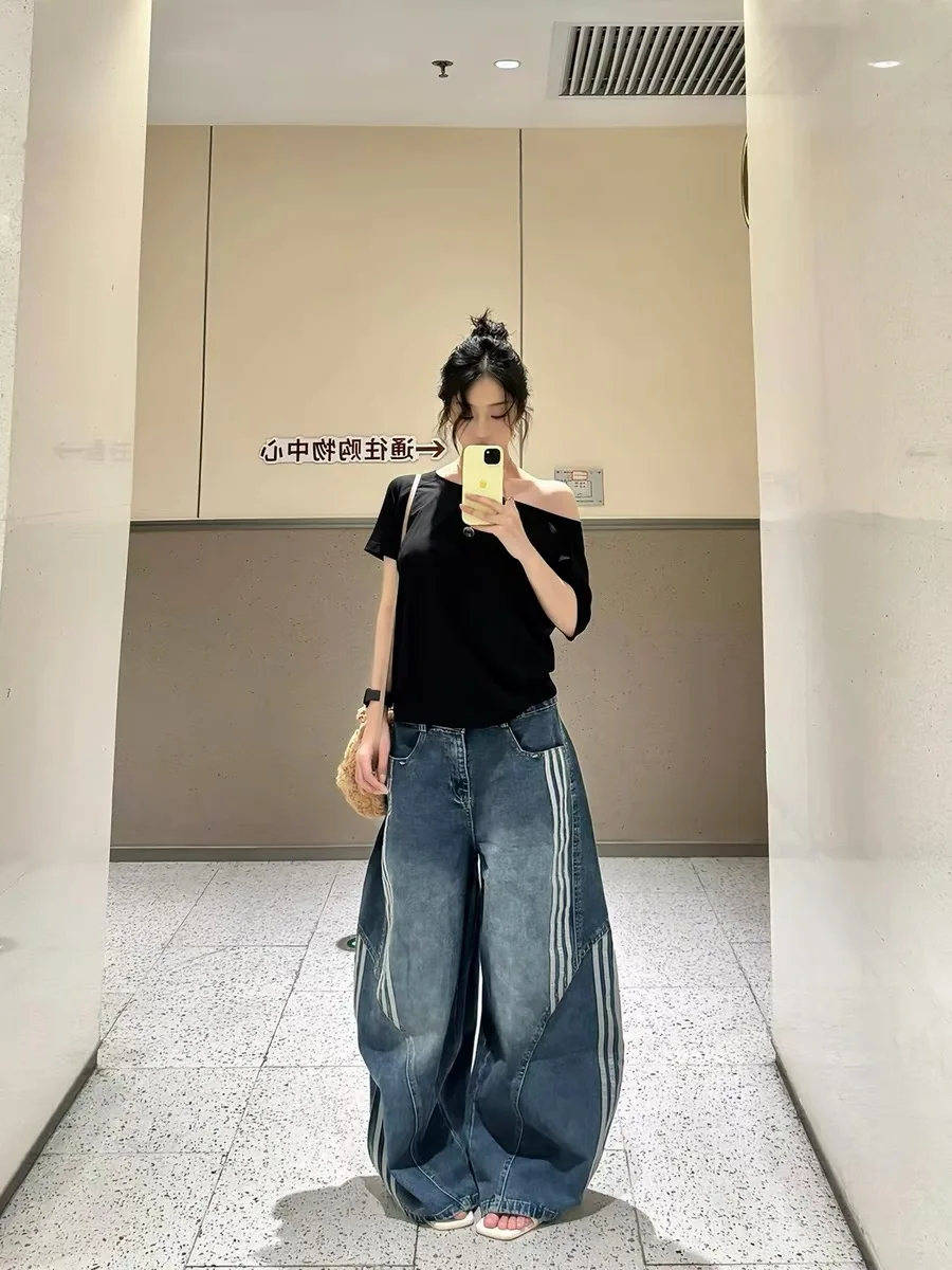 American Sle High Waist Wide Leg Pants Women's Spring Summer New Waed Drapey Lazy Long Trousers Patchwork Stripe Deconstr...
American Sle High Waist Wide Leg Pants Women's Spring Summer New Waed Drapey Lazy Long Trousers Patchwork Stripe Deconstr...