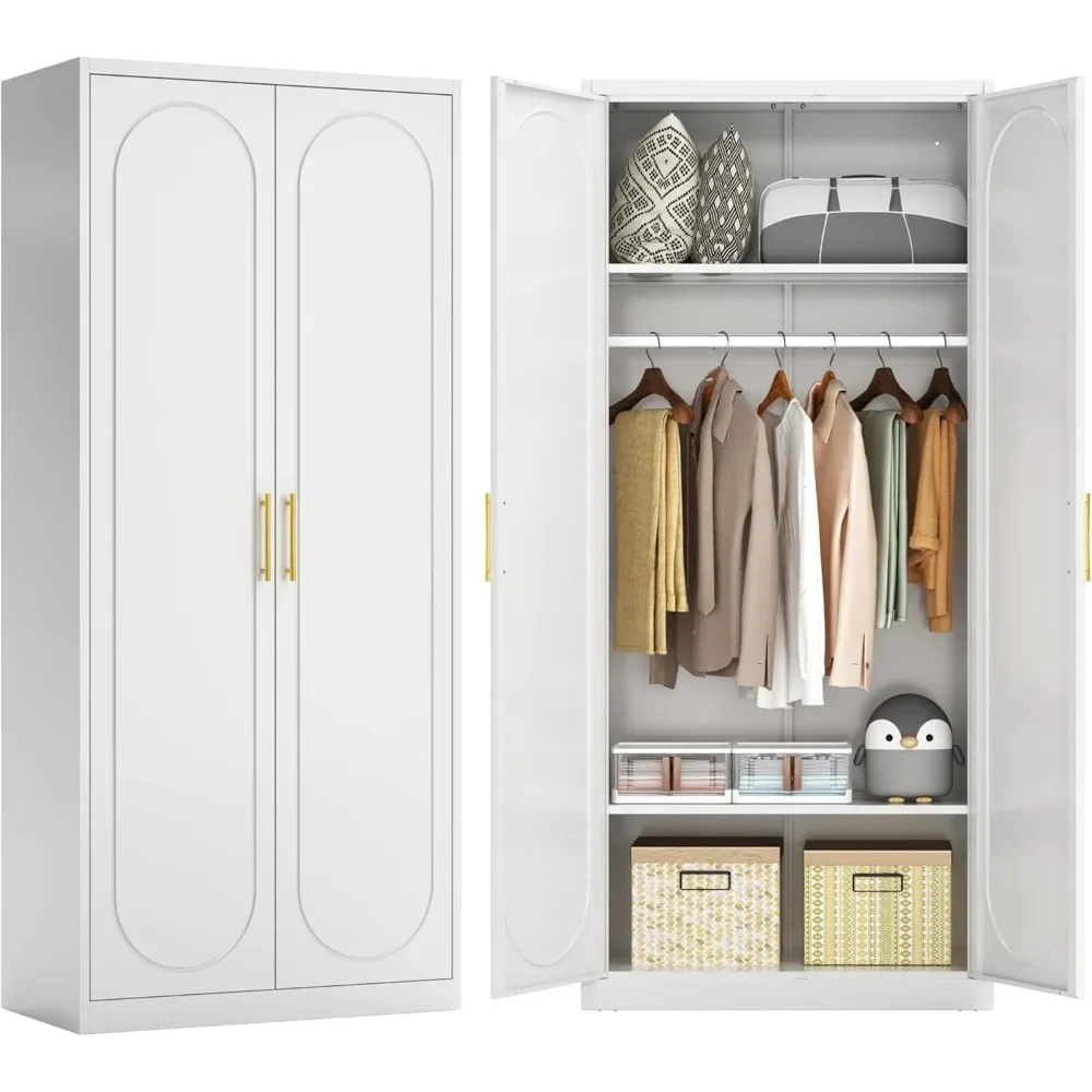 Tall Armoire Wardrobe Closet with 2 Doors, Metal Wardrobe Cabinet with Hanging Rod and Adjustable Shelves, White Clothing St
Tall Armoire Wardrobe Closet with 2 Doors, Metal Wardrobe Cabinet with Hanging Rod and Adjustable Shelves, White Clothing St