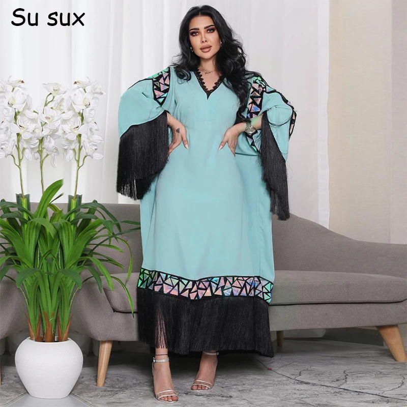 Dubai Abaya Kaftans For Woman Elegant Loose Tassels Sequins Party Maxi Dress Ramadan Eid Muslim Robe Femme Musulmane Islam 2023
Dubai Abaya Kaftans For Woman Elegant Loose Tassels Sequins Party Maxi Dress Ramadan Eid Muslim Robe Femme Musulmane Islam 2023