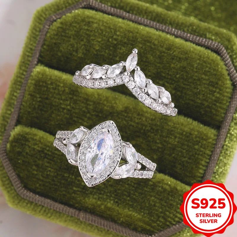 French Elegant Genuine S925 Silver Marquise V-shaped Double Layer Ladies Wedding Ring
French Elegant Genuine S925 Silver Marquise V-shaped Double Layer Ladies Wedding Ring