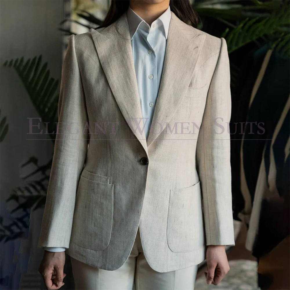 Summer Casual One-Button Women's Suits Luxury Linen Peak Lapel Office Lady Work 2 Piece Jacket Pants Full Sets Fashion Blazer
Summer Casual One-Button Women's Suits Luxury Linen Peak Lapel Office Lady Work 2 Piece Jacket Pants Full Sets Fashion Blazer