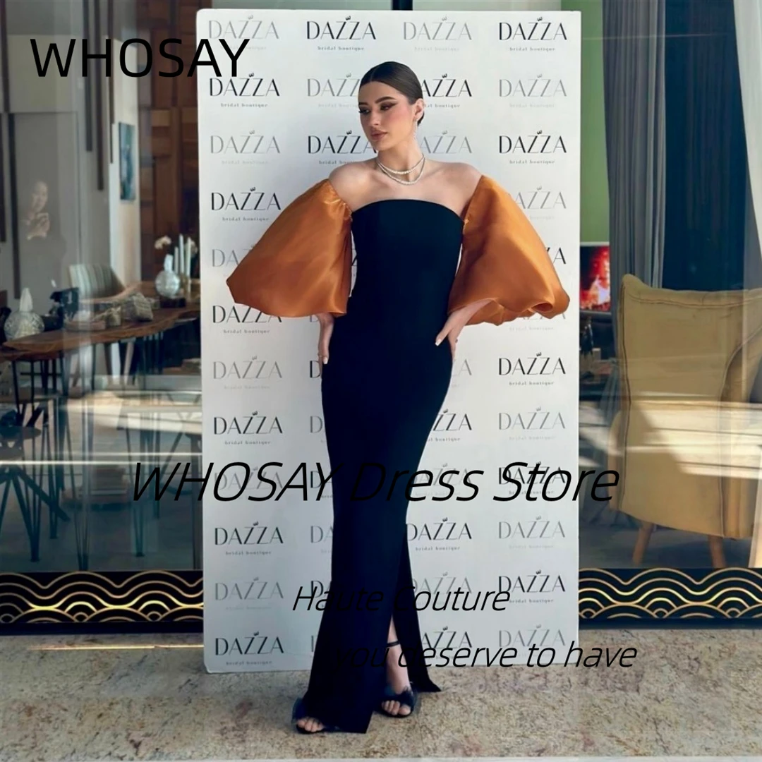 WHOSAY Black Prom Dresses Contrast Color Long Sleeves Strapless Evening Gowns Saudi Women Wear Dress for Special Occasion
WHOSAY Black Prom Dresses Contrast Color Long Sleeves Strapless Evening Gowns Saudi Women Wear Dress for Special Occasion