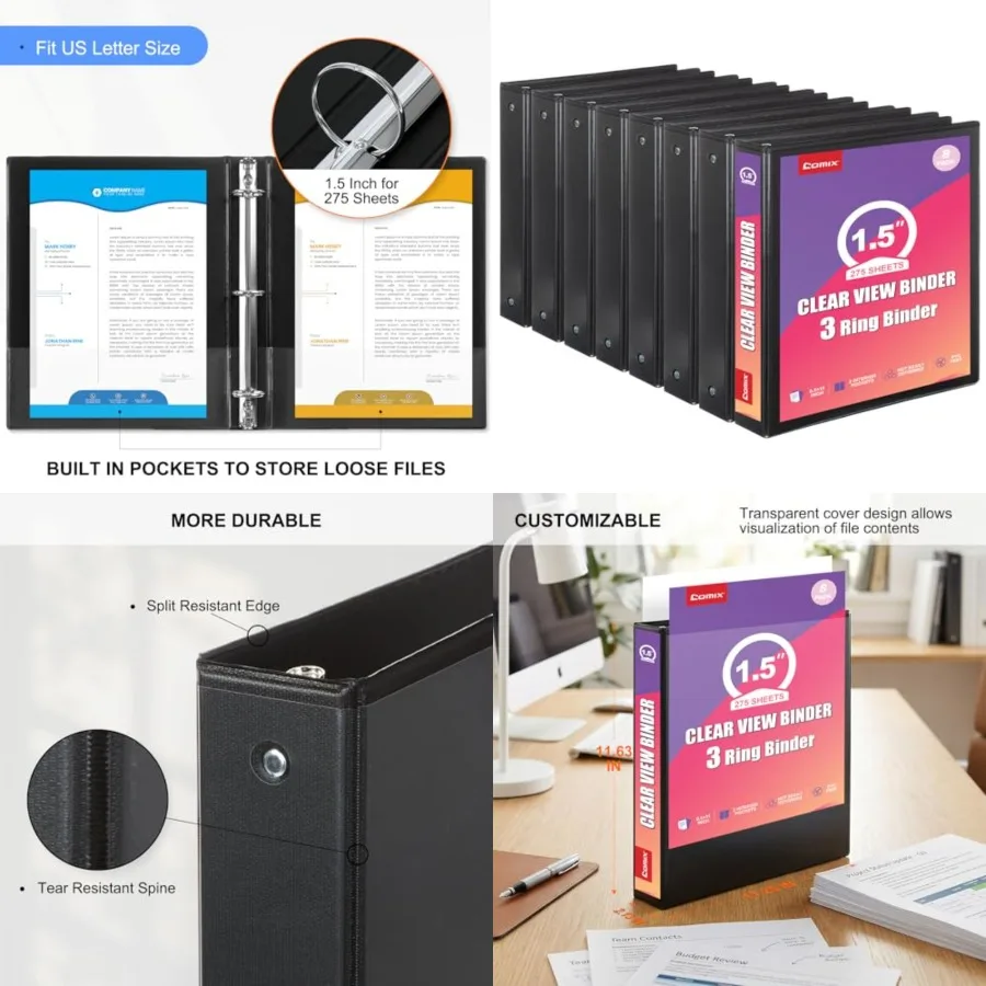 Durable.5 3 Ring Binder with Clear Cover, 1.5" Round View Binder with 2 Interior Pockets, 300 Sheets Capacity of US Letter Size
Durable.5 3 Ring Binder with Clear Cover, 1.5" Round View Binder with 2 Interior Pockets, 300 Sheets Capacity of US Letter Size