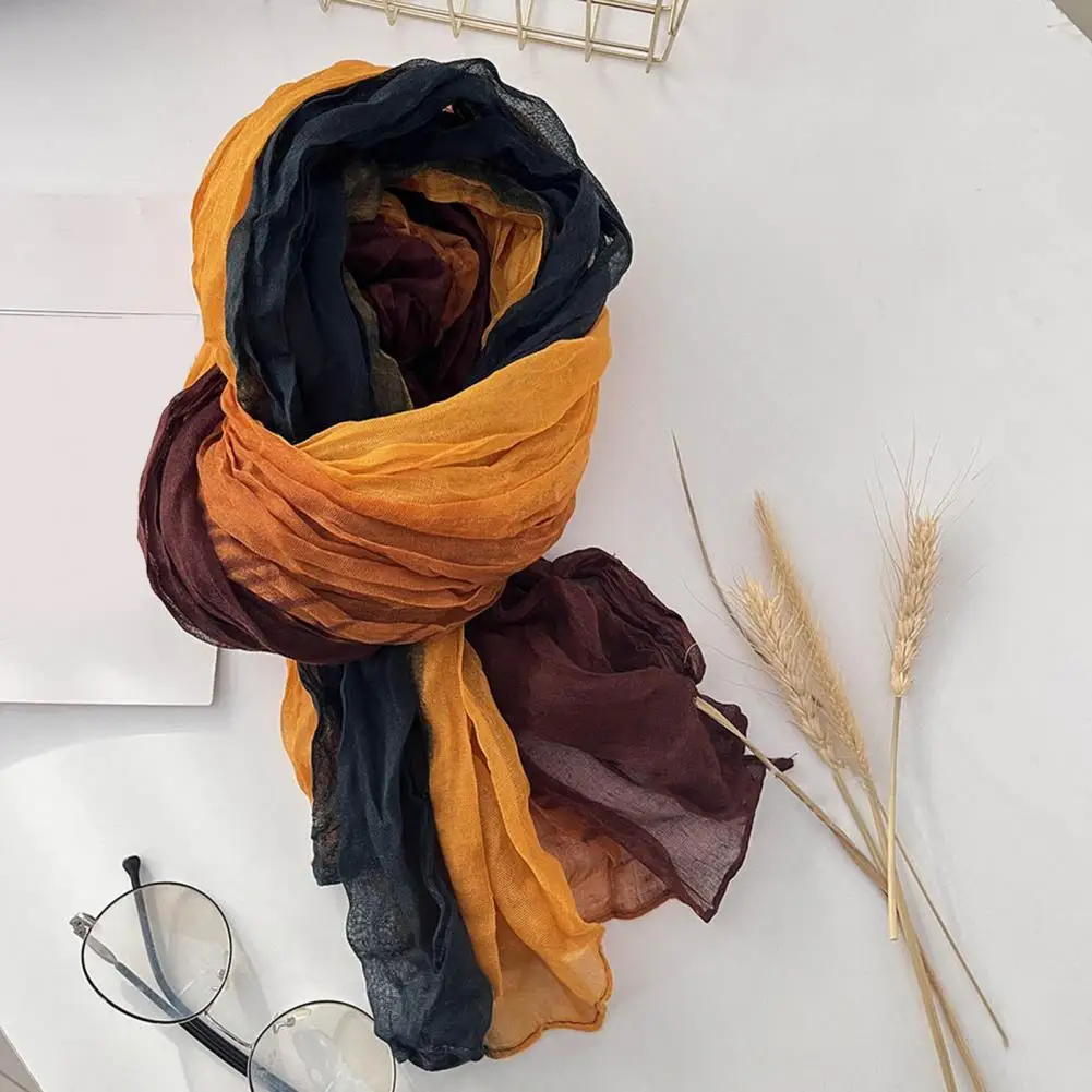 Яркий цветной шарф, стильный унисекс, градиентный цветной шаль, шарф на осень-зиму, длинный универсальный морщинистый шарф для защиты от холода 
Яркий цветной шарф, стильный унисекс, градиентный цветной шаль, шарф на осень-зиму, длинный универсальный морщинистый шарф для защиты от холода