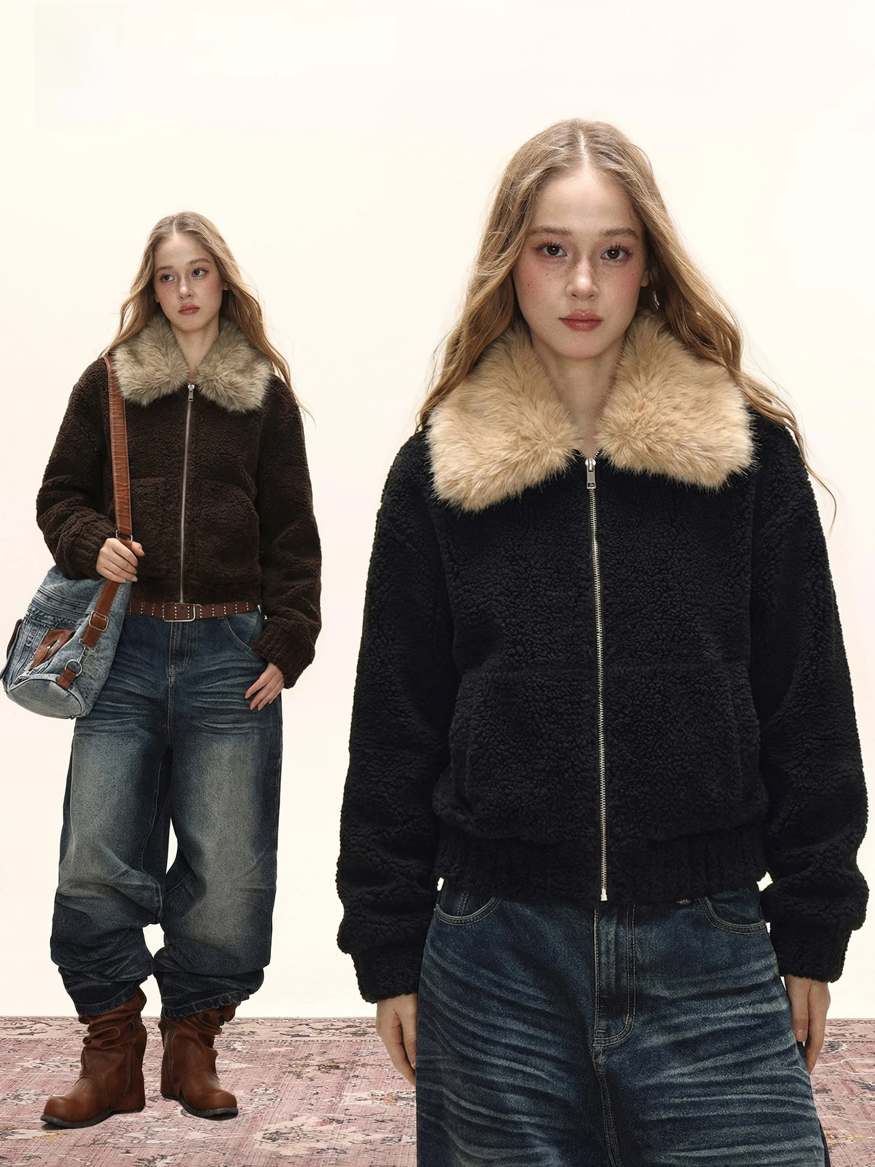 Black Lamb Fur Jacket Women's Loose Warm Top November American Retro Style Coat Design Winter Collection Girls' Knitted Wear
Black Lamb Fur Jacket Women's Loose Warm Top November American Retro Style Coat Design Winter Collection Girls' Knitted Wear
