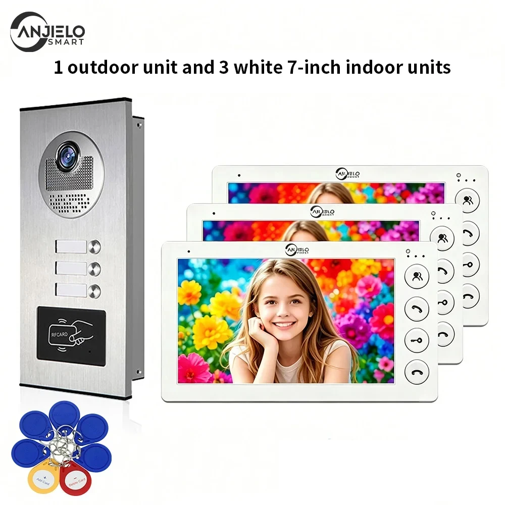 ANJIELO 4 Wired Video Door Phone System 7 Inch Multi-Apartment Intercom RFID Card Unlock 2/3/4 Unit Options Home Security
ANJIELO 4 Wired Video Door Phone System 7 Inch Multi-Apartment Intercom RFID Card Unlock 2/3/4 Unit Options Home Security