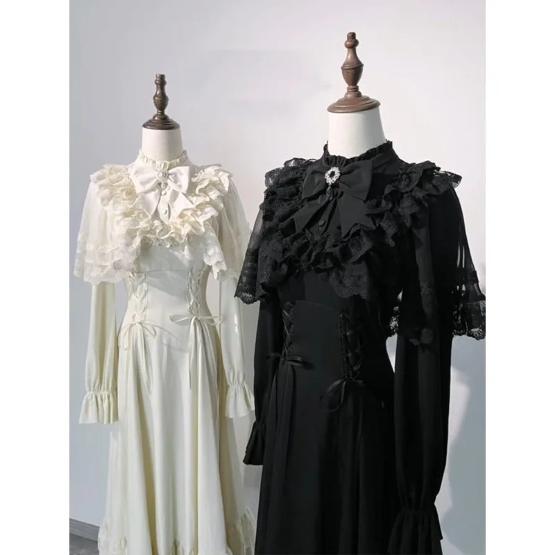Vintage Gothic Lolita France Elegant Sweet Cosplay Costume Long Black Dress Spring Lace Bow Shawl Suit for Women Party Outfits
Vintage Gothic Lolita France Elegant Sweet Cosplay Costume Long Black Dress Spring Lace Bow Shawl Suit for Women Party Outfits