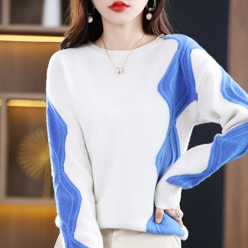 2022 New Women's Sweater 100% Pure Wool O-Neck Knitted Pullover Autumn and Winter New Color Contrast Soft Warm Coat Top
2022 New Women's Sweater 100% Pure Wool O-Neck Knitted Pullover Autumn and Winter New Color Contrast Soft Warm Coat Top