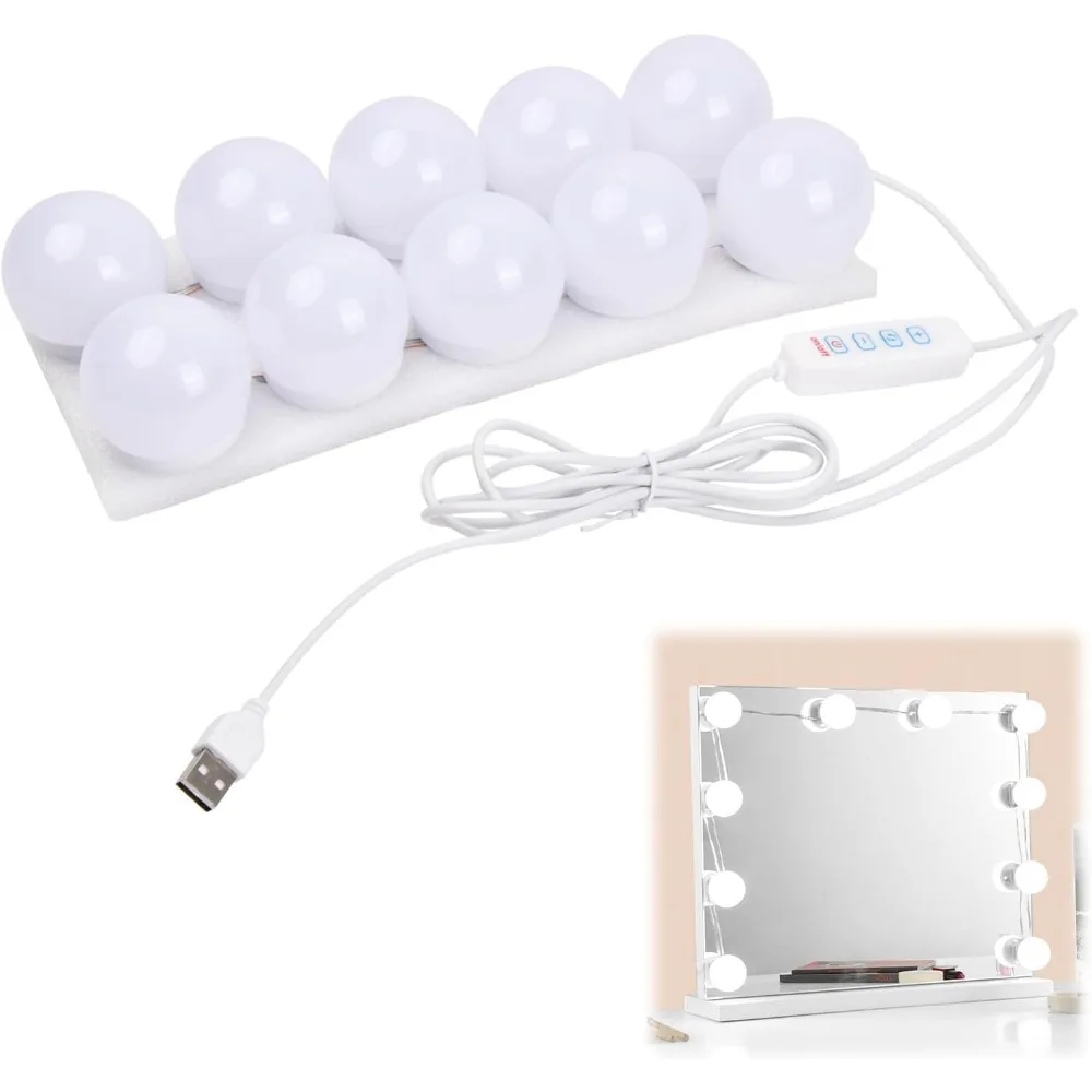 Vanity Mirror Lights Kits, 10 Bulbs Hollywood Style LED Makeup Lights with USB Cable, 3 Colour Changing for Bathroom, Bedroom
Vanity Mirror Lights Kits, 10 Bulbs Hollywood Style LED Makeup Lights with USB Cable, 3 Colour Changing for Bathroom, Bedroom