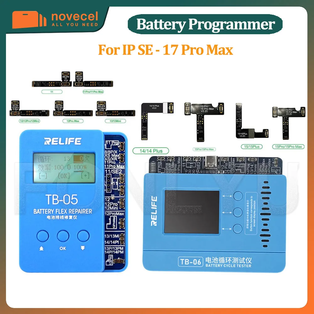 RELIFE TB-05 TB-06 Battery Repair Programmer For iPhone 8 1112 13 14 15 16 Pro Max Battery Flex Cable Data Cycles Recovery Tools
RELIFE TB-05 TB-06 Battery Repair Programmer For iPhone 8 1112 13 14 15 16 Pro Max Battery Flex Cable Data Cycles Recovery Tools