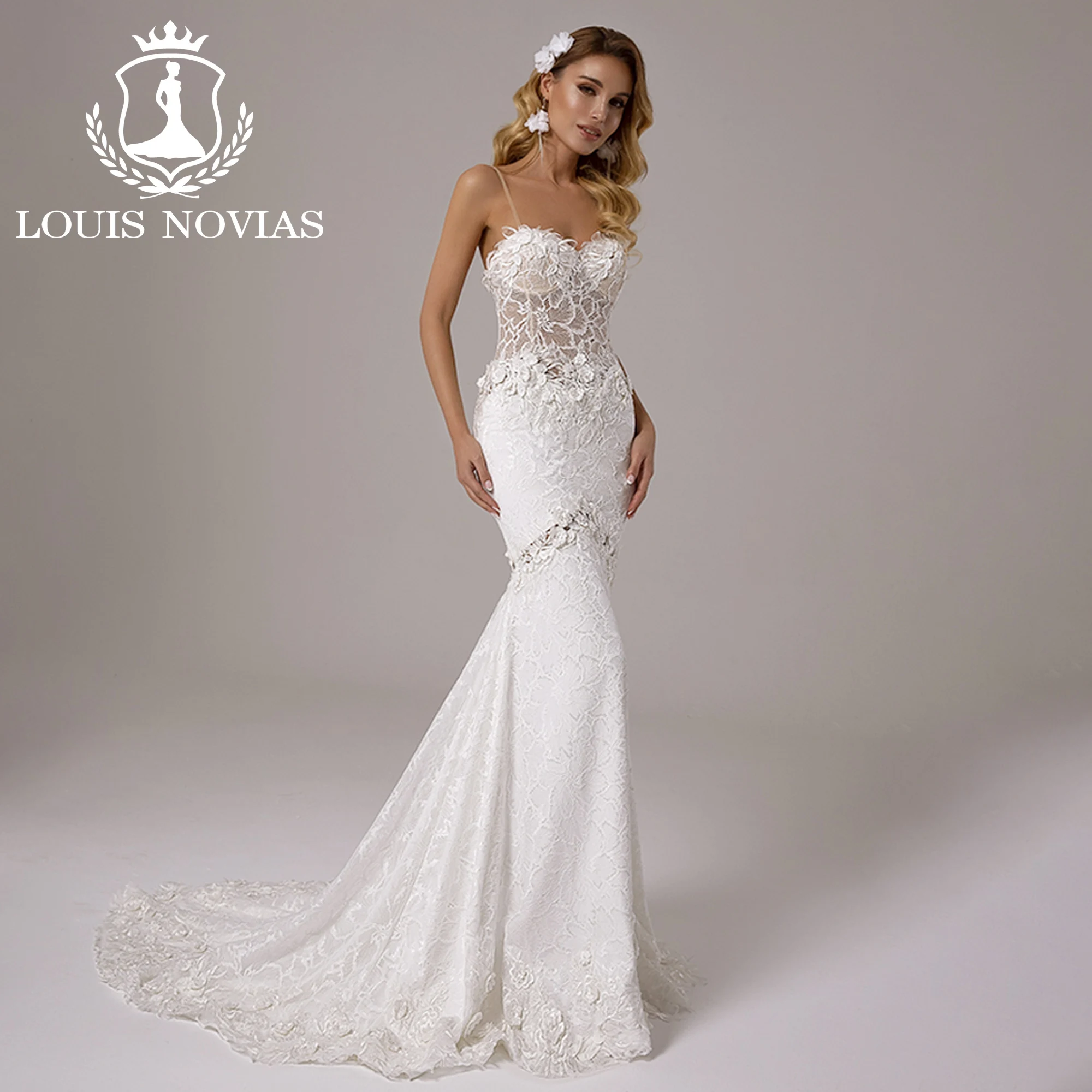 LOUIS NOVIAS Свадебное платье русалки Романтическое свадебное платье на бретельках с 3D цветами и аппликацией Иллюзионное свадебное платье Vestidos De Novia
LOUIS NOVIAS Свадебное платье русалки Романтическое свадебное платье на бретельках с 3D цветами и аппликацией Иллюзионное свадебное платье Vestidos De Novia