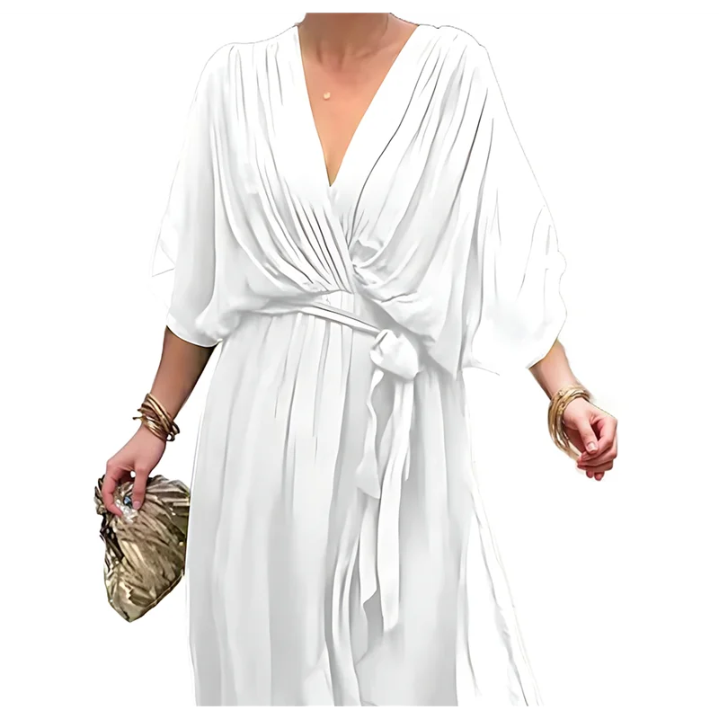 Women Plus Size Maxi Dress Short Sleeve Wrap V Neck High Low Split Ruffle Long Dress
Women Plus Size Maxi Dress Short Sleeve Wrap V Neck High Low Split Ruffle Long Dress