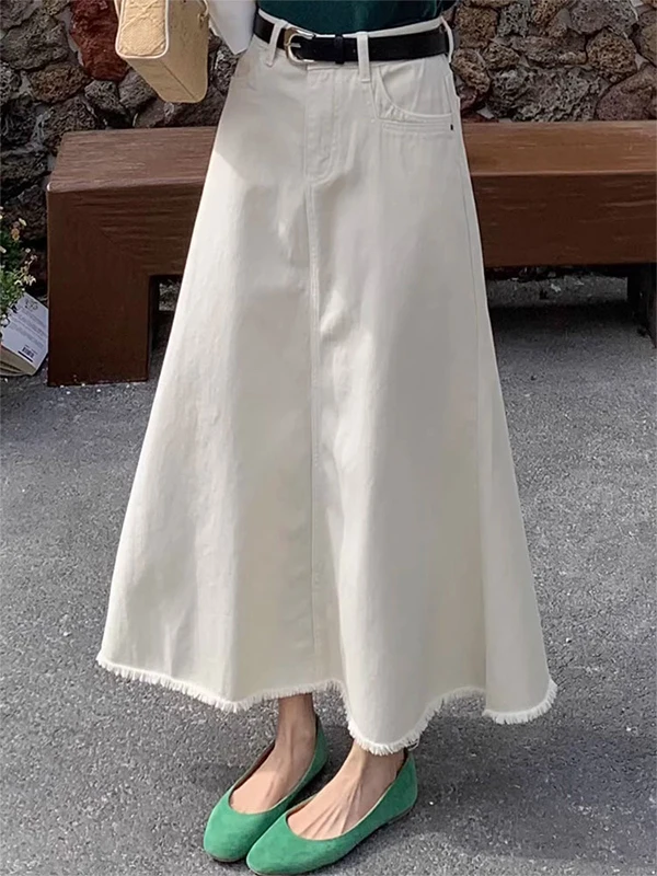 High Waist Midi Denim Skirt Women's Spring Autumn 2025 New Sle A-Line Fi Tail Wrap Body Skirt with Frayed Hem
High Waist Midi Denim Skirt Women's Spring Autumn 2025 New Sle A-Line Fi Tail Wrap Body Skirt with Frayed Hem