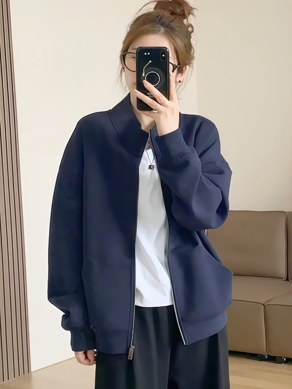 Loose Casual Long Sve Zipper Cardigan Sweatirt ort Outerwear Women Spring New plus Size Comfortable Stand Collar Top
Loose Casual Long Sve Zipper Cardigan Sweatirt ort Outerwear Women Spring New plus Size Comfortable Stand Collar Top