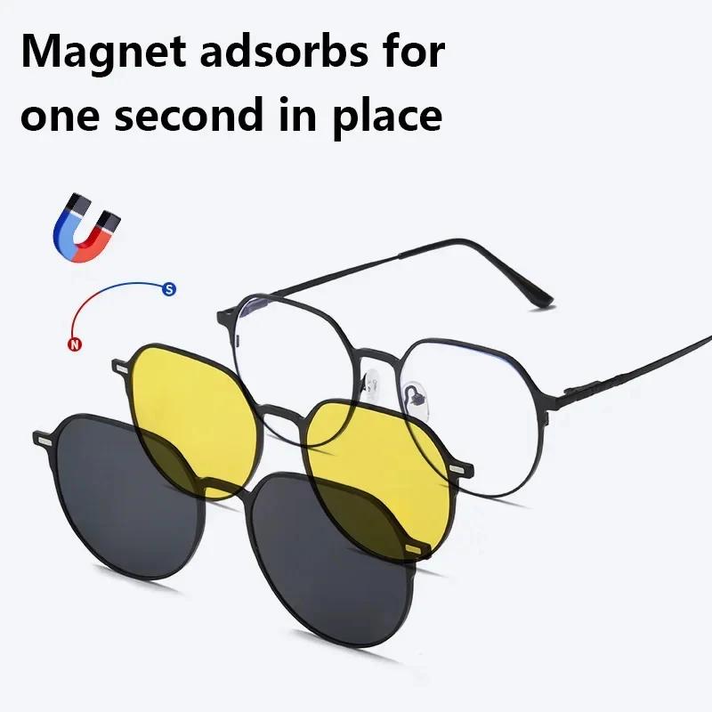3 in 1 Polarized Sunglasses Men Women Magnetic Clip On Glasses Metal Frame Optical Prescription Eyeglass Magnet Eyeglasses Clips
3 in 1 Polarized Sunglasses Men Women Magnetic Clip On Glasses Metal Frame Optical Prescription Eyeglass Magnet Eyeglasses Clips