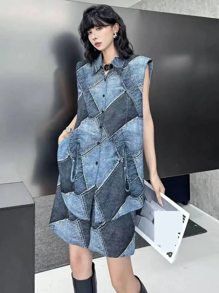 Blue Drawstring Shirt Wide Leg Shorts Two Piece Suit New Lapel Sleeveless Women Fashion Tide Spring Summer
Blue Drawstring Shirt Wide Leg Shorts Two Piece Suit New Lapel Sleeveless Women Fashion Tide Spring Summer