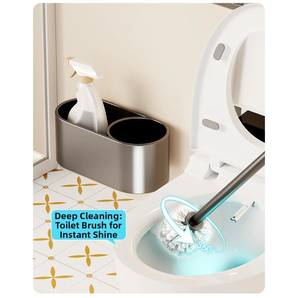 Настенный держатель для туалетной щетки с алюминиевой ручкой и поворотом на 360° ° Нейлоновая чистящая насадка для держателя щеток для уборки ванной комнаты
Настенный держатель для туалетной щетки с алюминиевой ручкой и поворотом на 360° ° Нейлоновая чистящая насадка для держателя щеток для уборки ванной комнаты