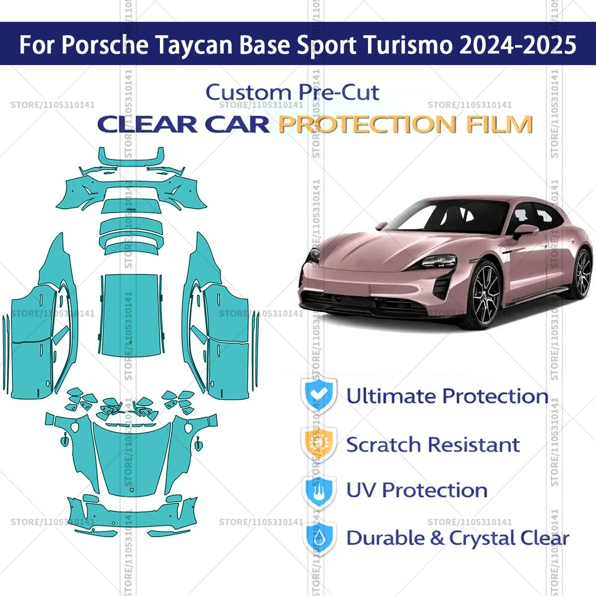 Защитная пленка PPF для Porsche Taycan Base Sport Turismo 2024-2025, предварительно вырезанная, прозрачная, автомобильная пленка PPF
Защитная пленка PPF для Porsche Taycan Base Sport Turismo 2024-2025, предварительно вырезанная, прозрачная, автомобильная пленка PPF