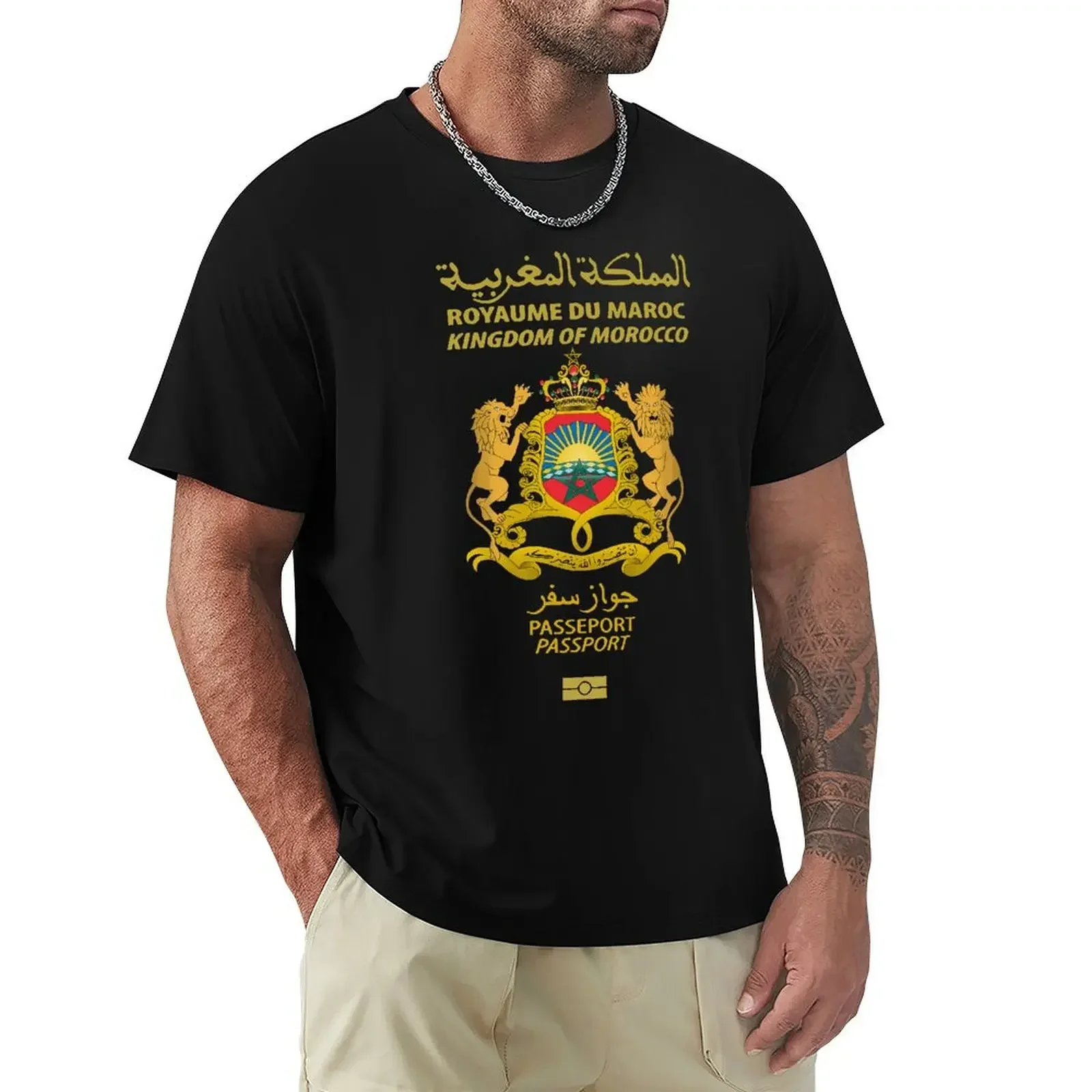 Men's round-neck casual T-shirt with the pattern of the Kingdom of Morocco 100% cotton fashionable short-sleeved
Men's round-neck casual T-shirt with the pattern of the Kingdom of Morocco 100% cotton fashionable short-sleeved