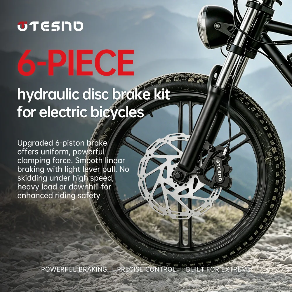 TESNO E-Bike Hydraulic Disc Brake Set 6 Piston Front Rear Electric Bicycle Brake Kit with Power Cut-Off Sensor 203mm Rotor
TESNO E-Bike Hydraulic Disc Brake Set 6 Piston Front Rear Electric Bicycle Brake Kit with Power Cut-Off Sensor 203mm Rotor